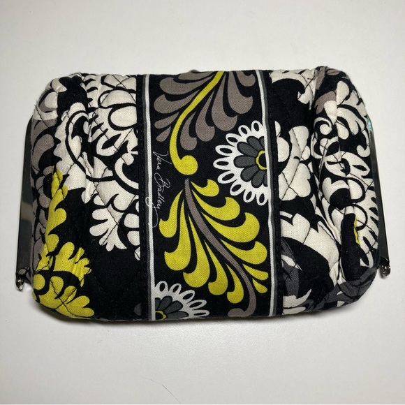 Vera Bradley Baroque Black Yellow Travel Kiss Lock Lined Cosmetic Makeup Bag - Picture 15 of 16